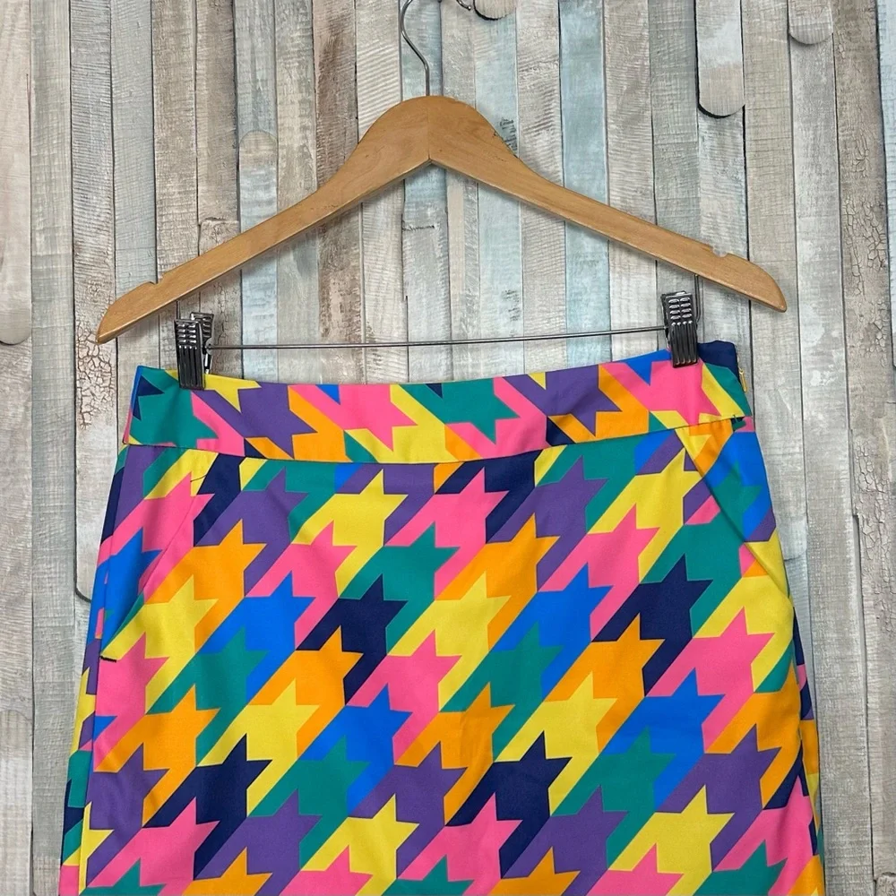 Loudmouth 6 Colorful Peaches‎ & Cream Print Skort Golf Skirt Bright Houndstooth